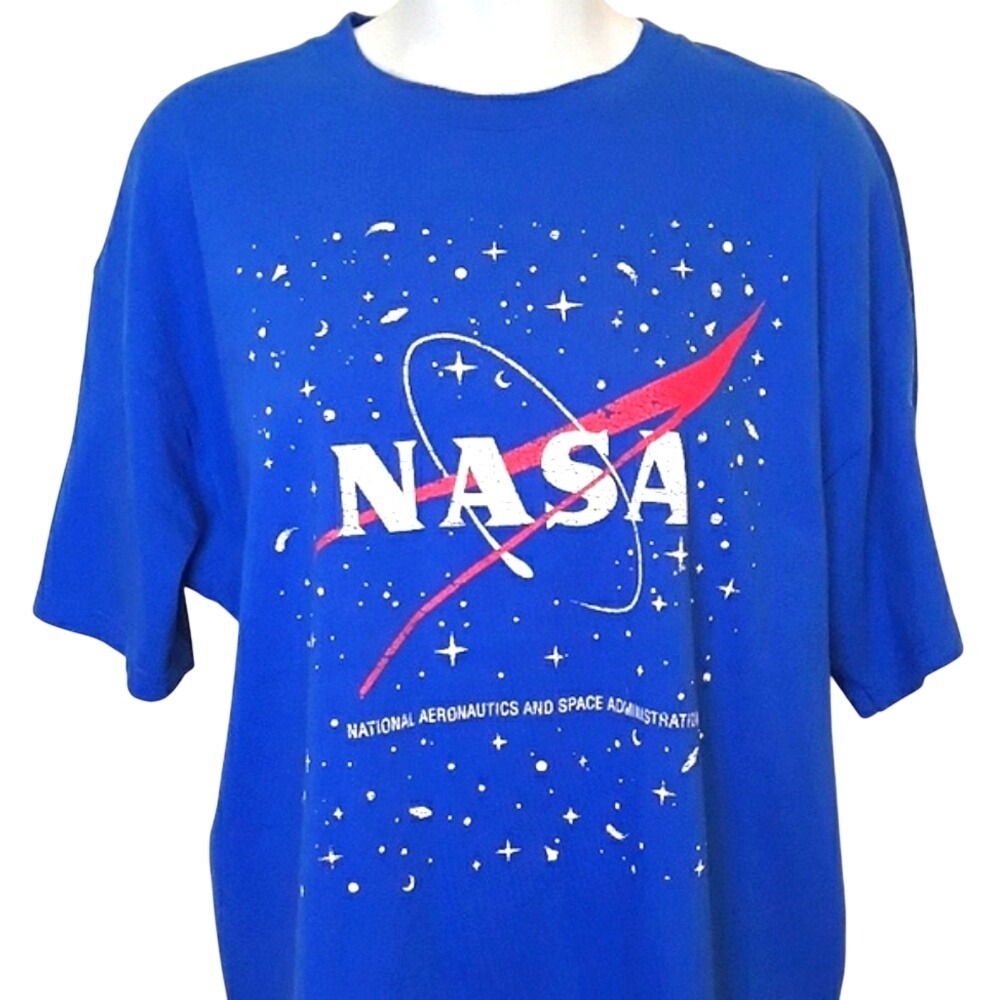Fifth Sun NASA Space Logo Graphic T-Shirt Mens XL Royal Blue Short Sleeve Cotton